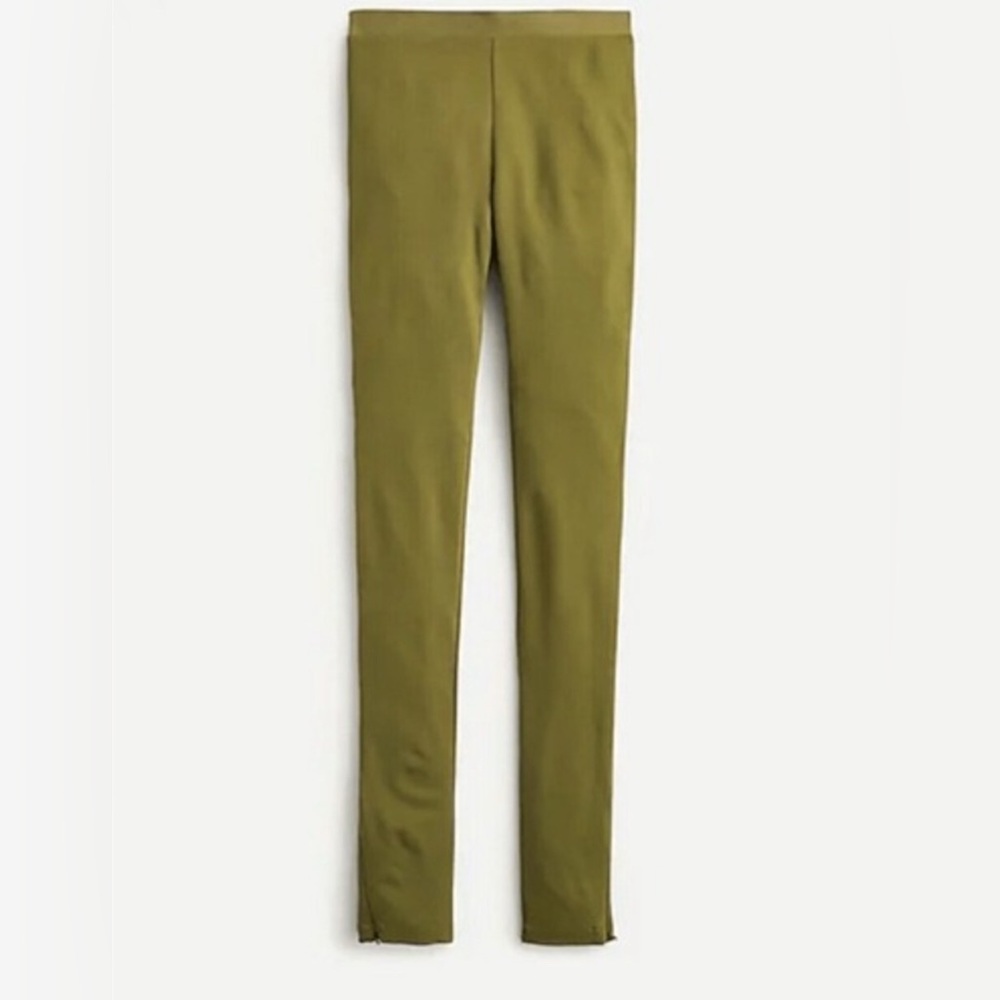 J Crew Womens Size M Ankle-Zip Leggings In Stretch Ponte Green AS748